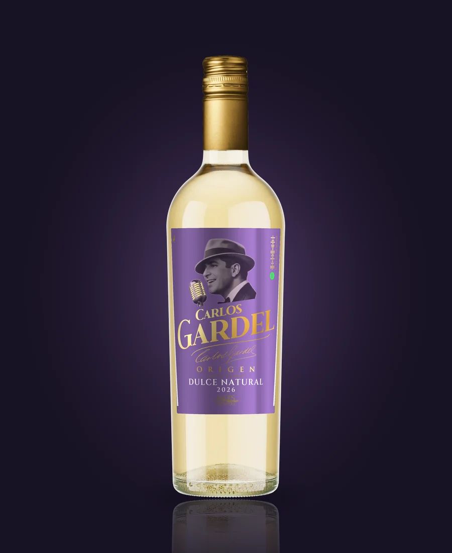 Etiqueta de Carlos Gardel Origen Dulce Natural 2026